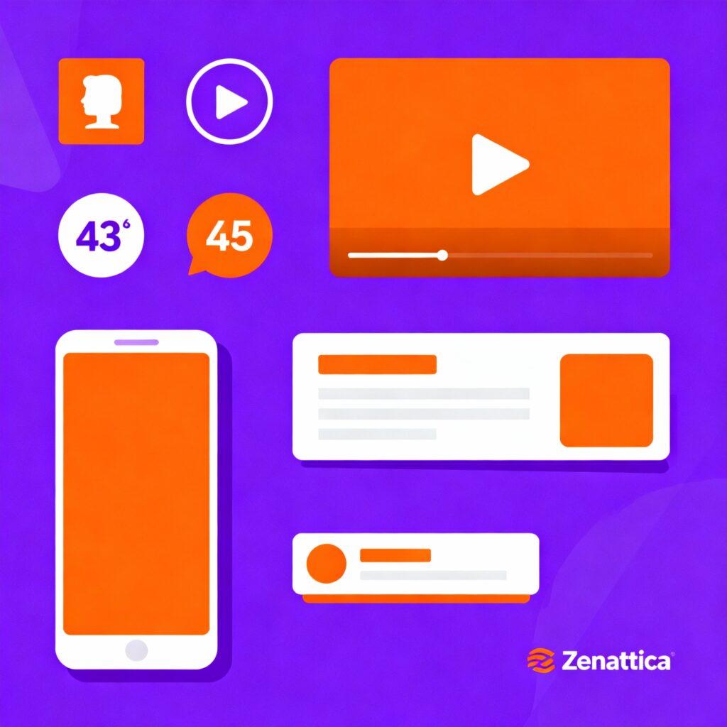 Geometric overview of the Bigo ecosystem with abstract Likee and IMO motifs, Zenattica logo