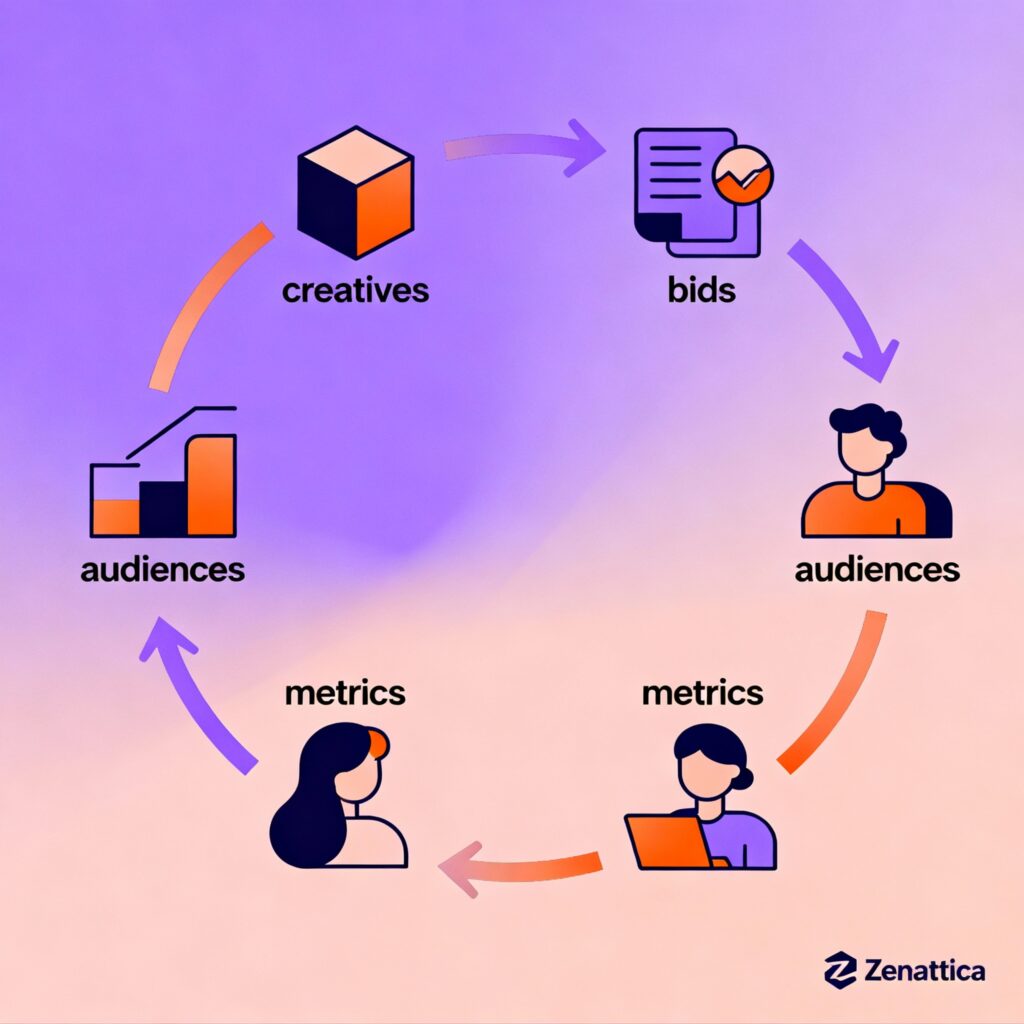 Infographic showing Bigo advantages—lower CPC, fast reviews, strong GEO coverage—Zenattica